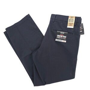 NWT DOCKERS Signature Khaki Straight Fit Pants Dark Blue Crease No Wrinkle 32x29